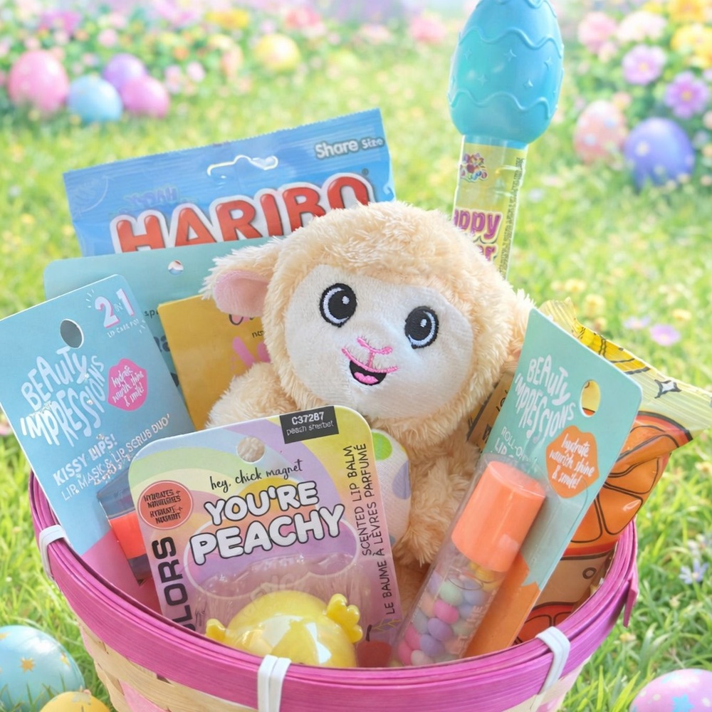 Easter Gift Basket with Plush Toy and Treats